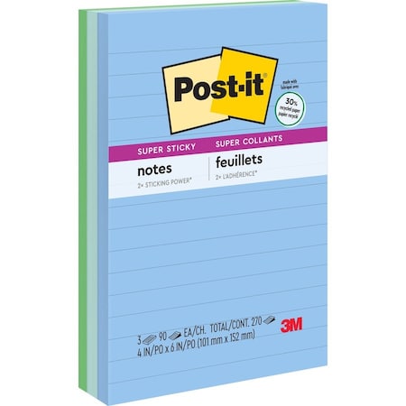 Post-It Note, Post-It, 4X6, 3Pk, Lined Pk MMM6603SST
